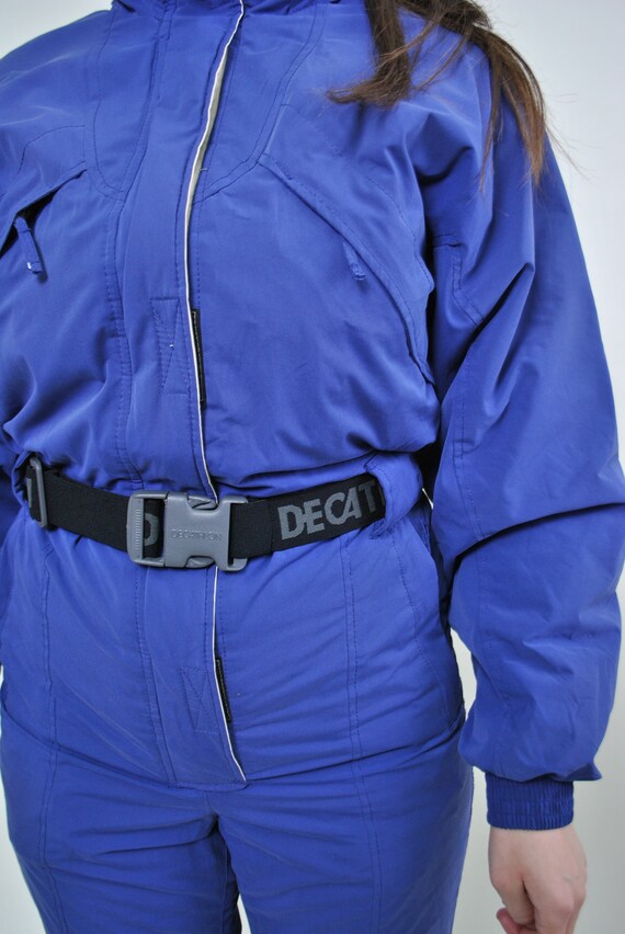 One piece blue ski suit, retro snowsuit MEDIUM size w… Gem