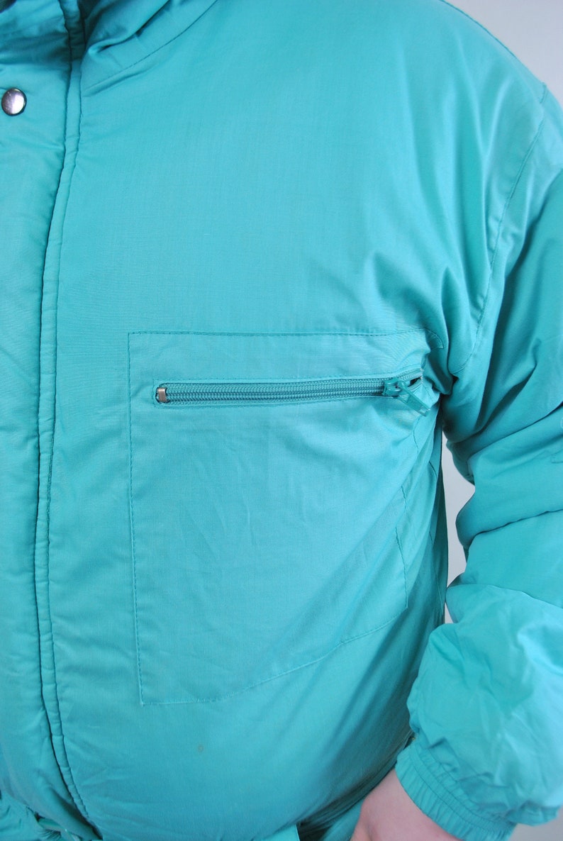 Vintage one piece green ski suit retro 80s nylon snow suit Etsy