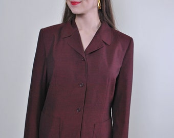 Women vintage red party suit blazer jacket, Size M