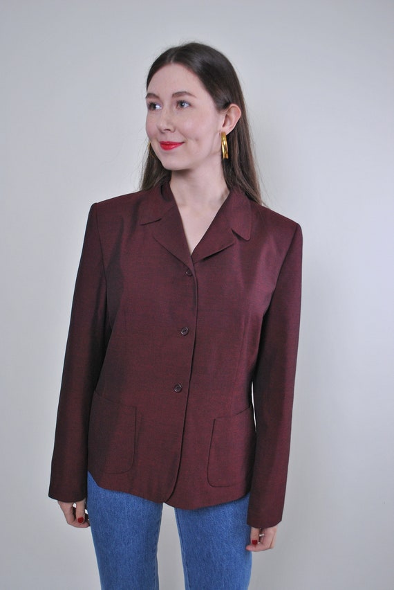 Women vintage red party suit blazer jacket, Size M