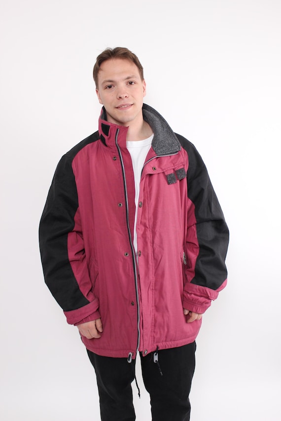Vintage 90s O'Neill  Pink Colorblock Ski Jacket, Retro Black Winter Coat, Size M