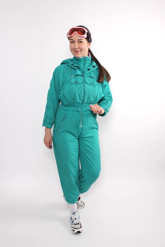 Vintage 90s Ski Suit Women’s One Piece Snowsuit, Winter Overall, Size S
