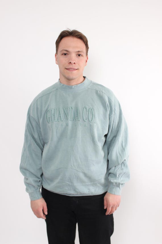 Vintage mock neck embroidered sweatshirt, 90s athletic sport minimalist sweatshirt, Size M