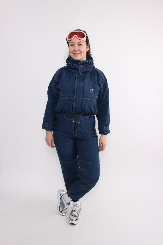 Blue one piece ski suit, vintage 90s snowsuit, re… - image 1