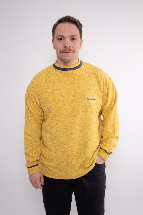 90s Calvin Klein Jeans Yellow Marl Sweatshirt Vintage Ringer Crewneck Size L