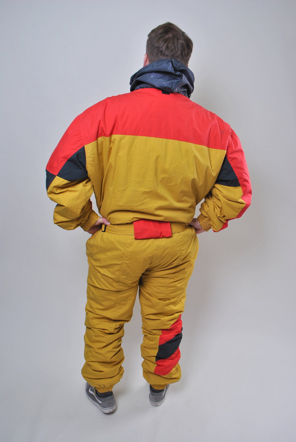 Vintage one piece yellow ski suit retro plus size snow suit Etsy