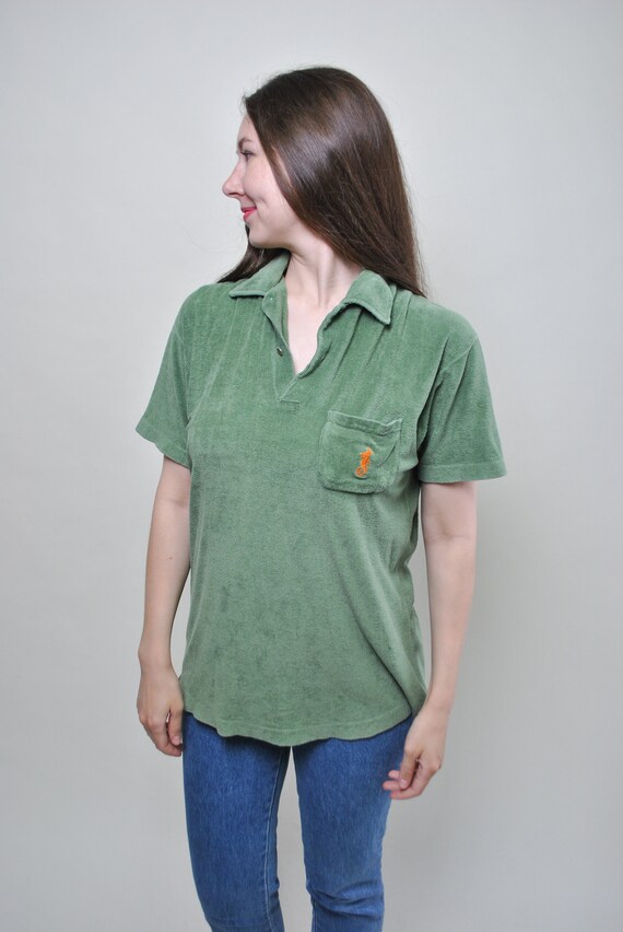 Vintage polo shirt, minimalist pocket tee shirt -… - image 4