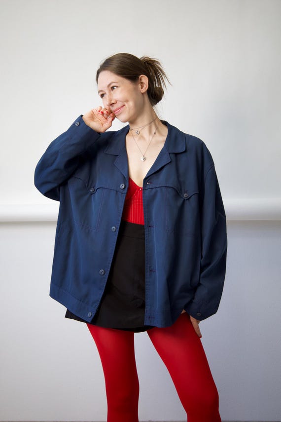 90s Navy Oversized Chore Jacket Size L