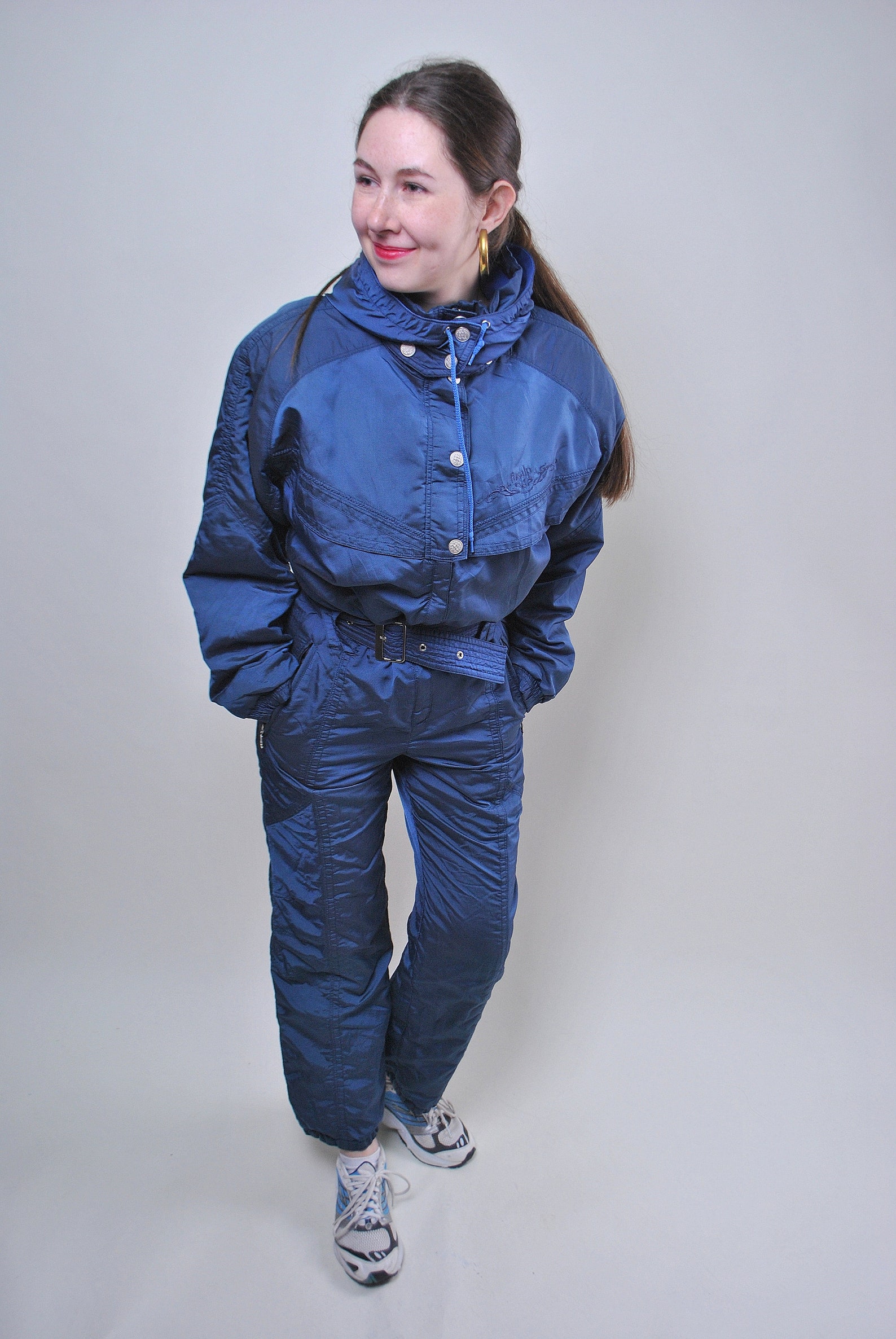 Vintage one piece blue ski suit retro women snow suit Size M Etsy