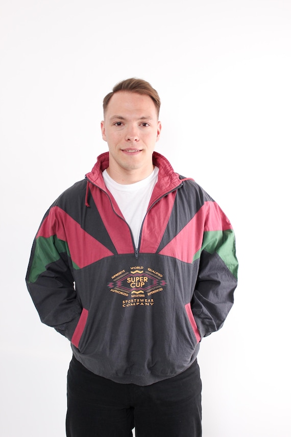 90s Colorblock Anorak Vintage Half Zip Pullover Sportswear Jacket Size L