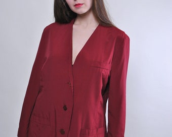 Veste de costume rouge des années 90, blazer de costume vintage femme vintage, taille XL