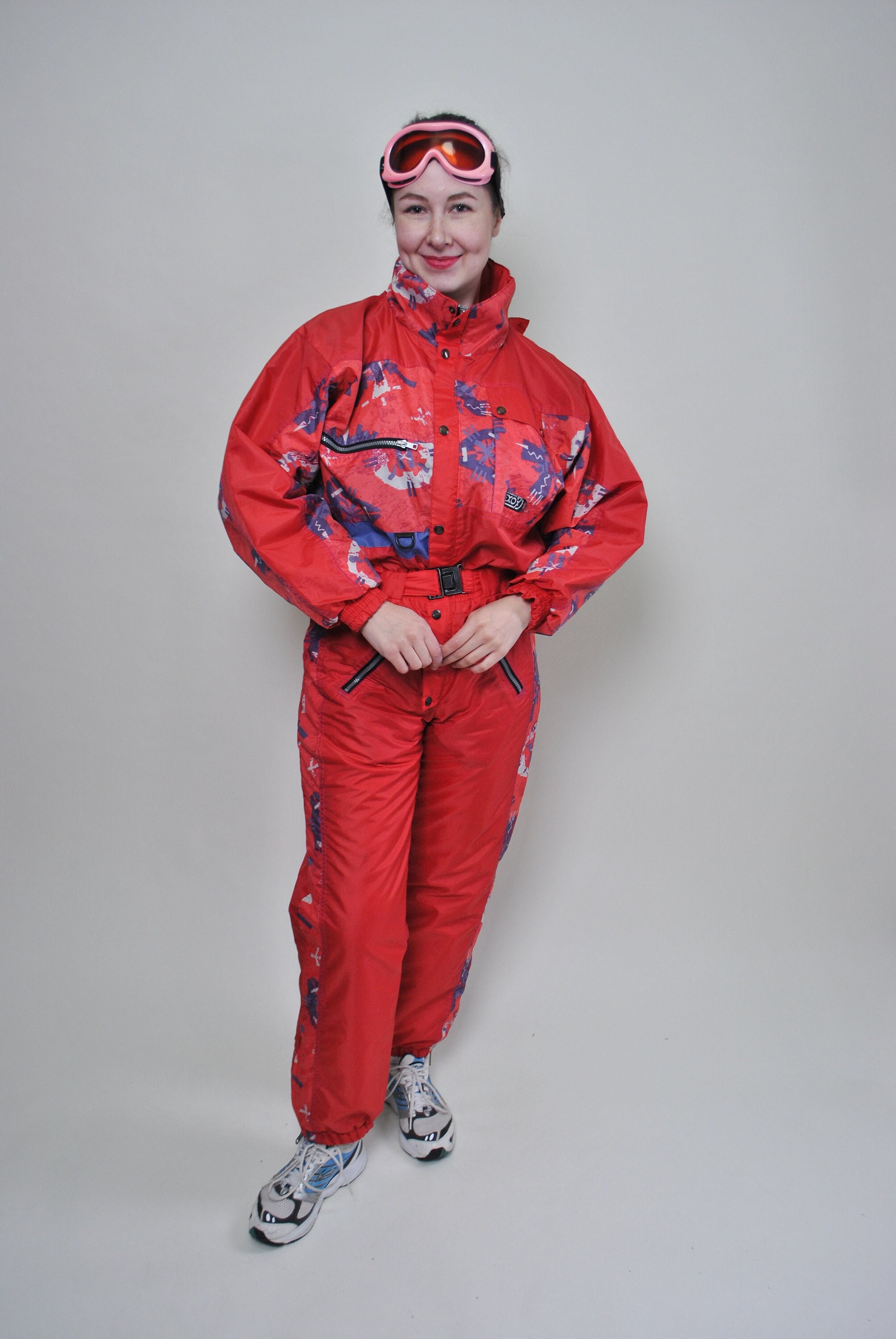 One Piece Ski Suit Vintage Red Women Full Snow Suit Size M Etsy