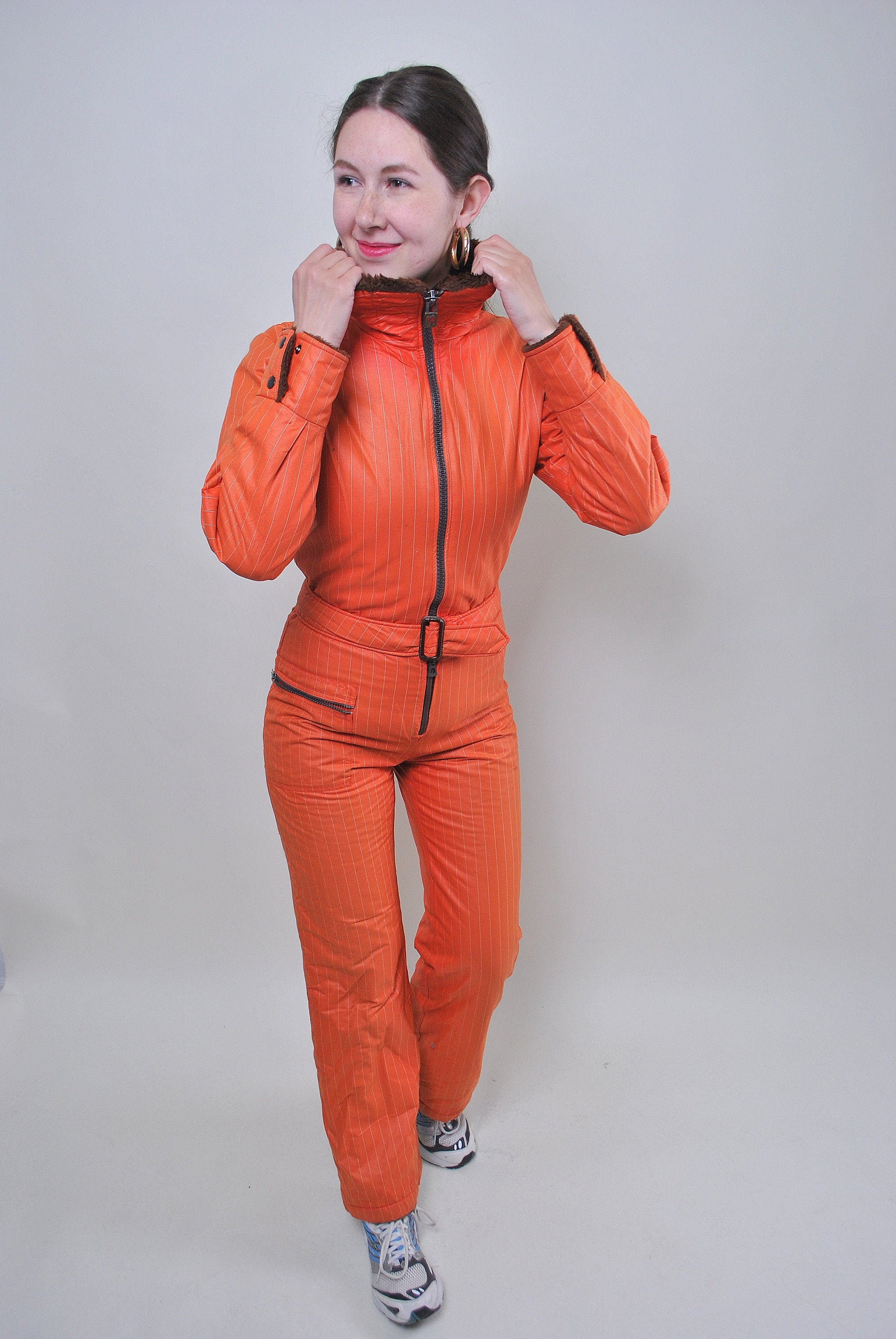 Vintage one piece orange ski suit retro France snow suit Etsy
