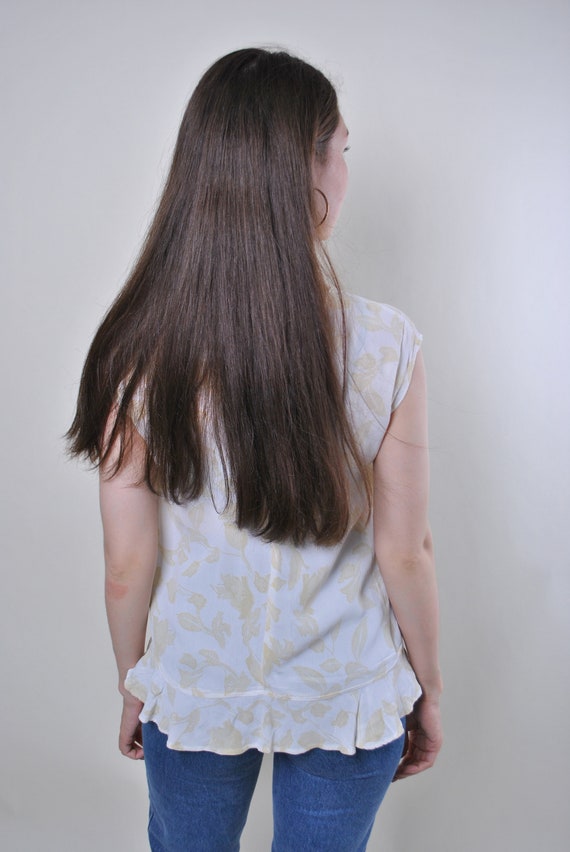 90s white ruffle top, cute floral tank SMALL size… - image 3