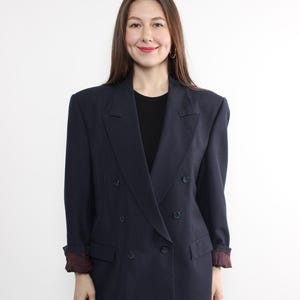 80s oversized double breasted blazer, vintage minimalist women suit jacket, Size L