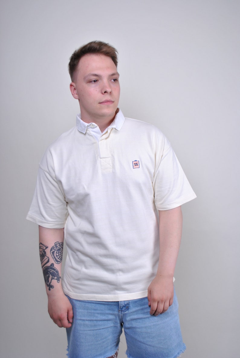 Pink Embroidery 90s 80s Retro Short sleeve Men/'s Pattern shirt Funny tee Sox embroidery Vintage White Polo Sport t-shirt Size M