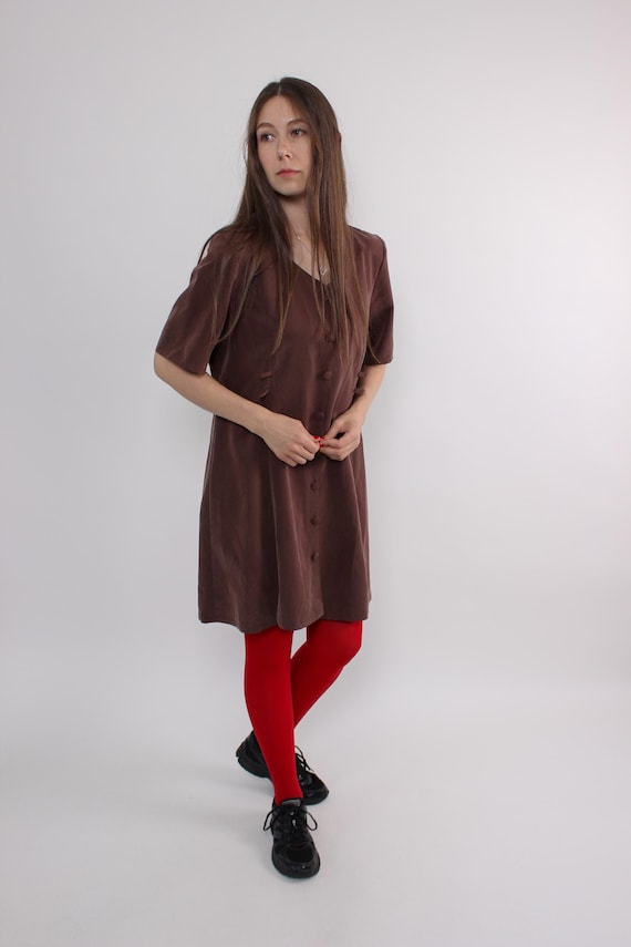 what color leggings with brown dress 25 Shirt Dress Outfit Ideas With Tights For Polished Looks