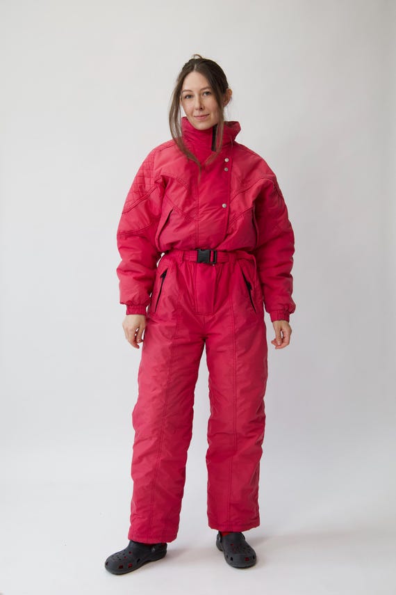 Vintage White Pass Pink Ski Suit One Piece Size M