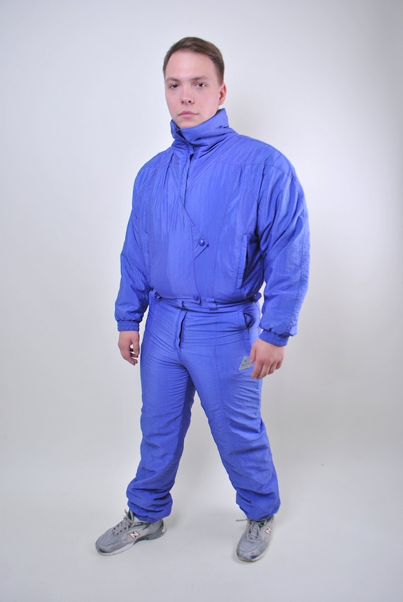 90s one piece ski suit, vintage men snowsuit, retro ski jumpsuit, Size L
