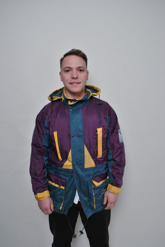 Multicolor Hiking Jacket Colorful Rain Windbreaker Parka MEDIUM Size 80s Retro Outfit Track Raincoat in Purple Color Size M Etsy Ireland