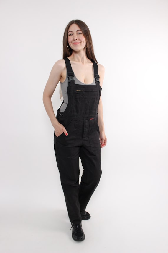 Vintage workwear jumpsuit, 90s heavy cotton utility dungarees with pockets, Size L