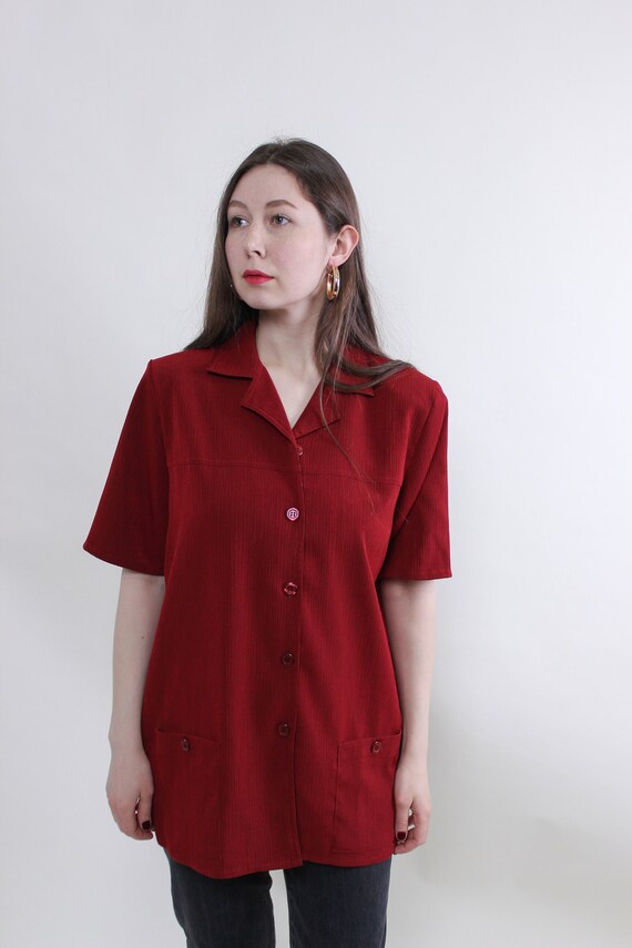 red formal blouse