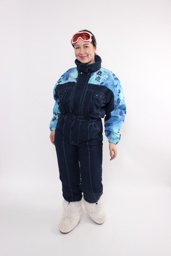 90s Retro Colorblock Ski Suit: Vintage One Piece Winter Jumpsuit, Size S