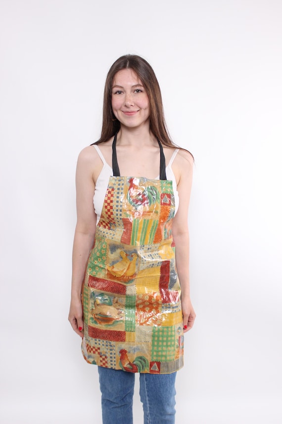 Retro Animal Print Cotton Apron: 1980s Kitchen Decor, Made in UK