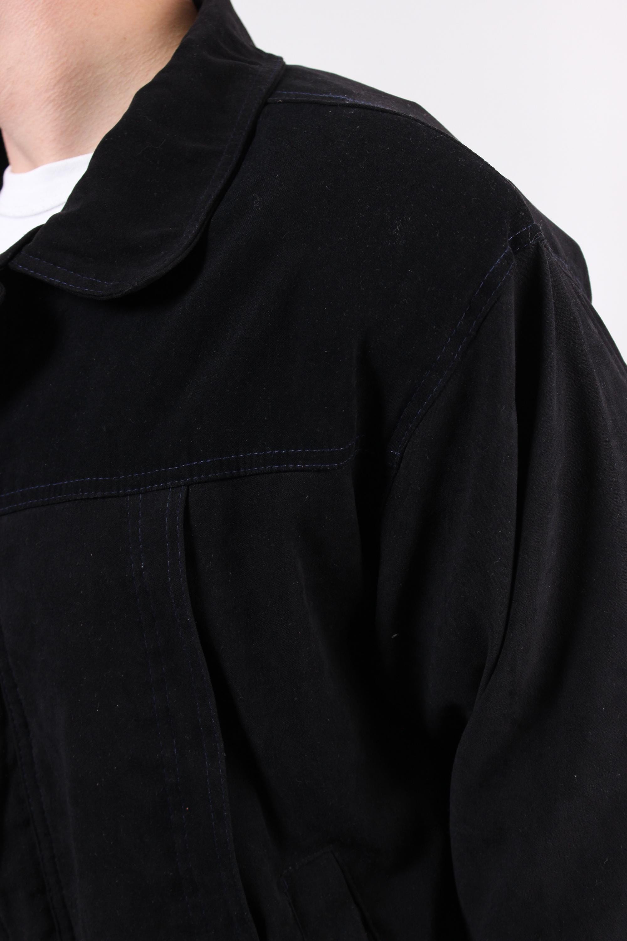 Vintage 90s Black Harrington Jacket L Minimalist Bomber Jacket