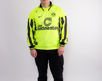 Vintage 90s BVB Borussia Dortmund Nike Jersey, Neon Yellow