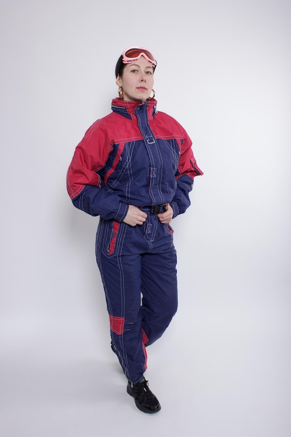 Vintage 90s One Piece Ski Suit Women’s Snowsuit, Retro Purple Jumpsuit, Size L