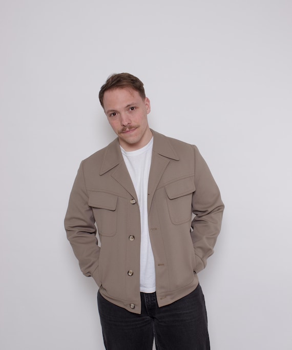 Vintage Minimalist Brown Jacket M, 90s Casual Workwear Jacket, Retro Utility Coat