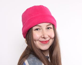 Vintage Pink Wool Ski Hat Beanie Vintage Penthouse Knits Hat Beanie Ski Toque Wool Blend Pom  main image 3
