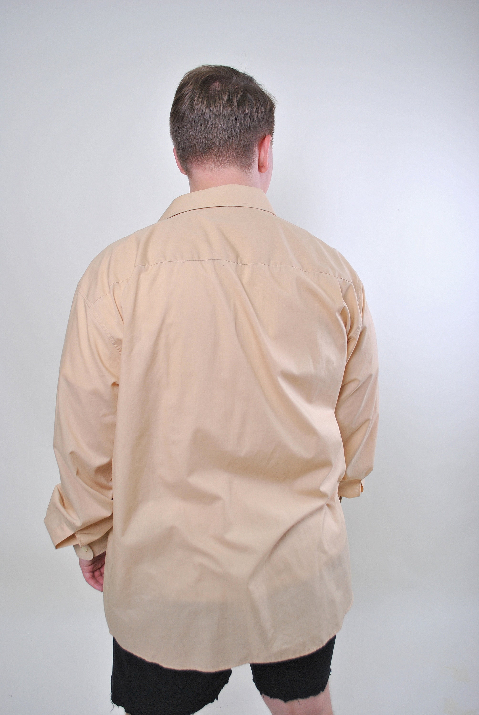 Vintage Men Beige Long Sleeve Minimalist Shirt Size XL - Etsy