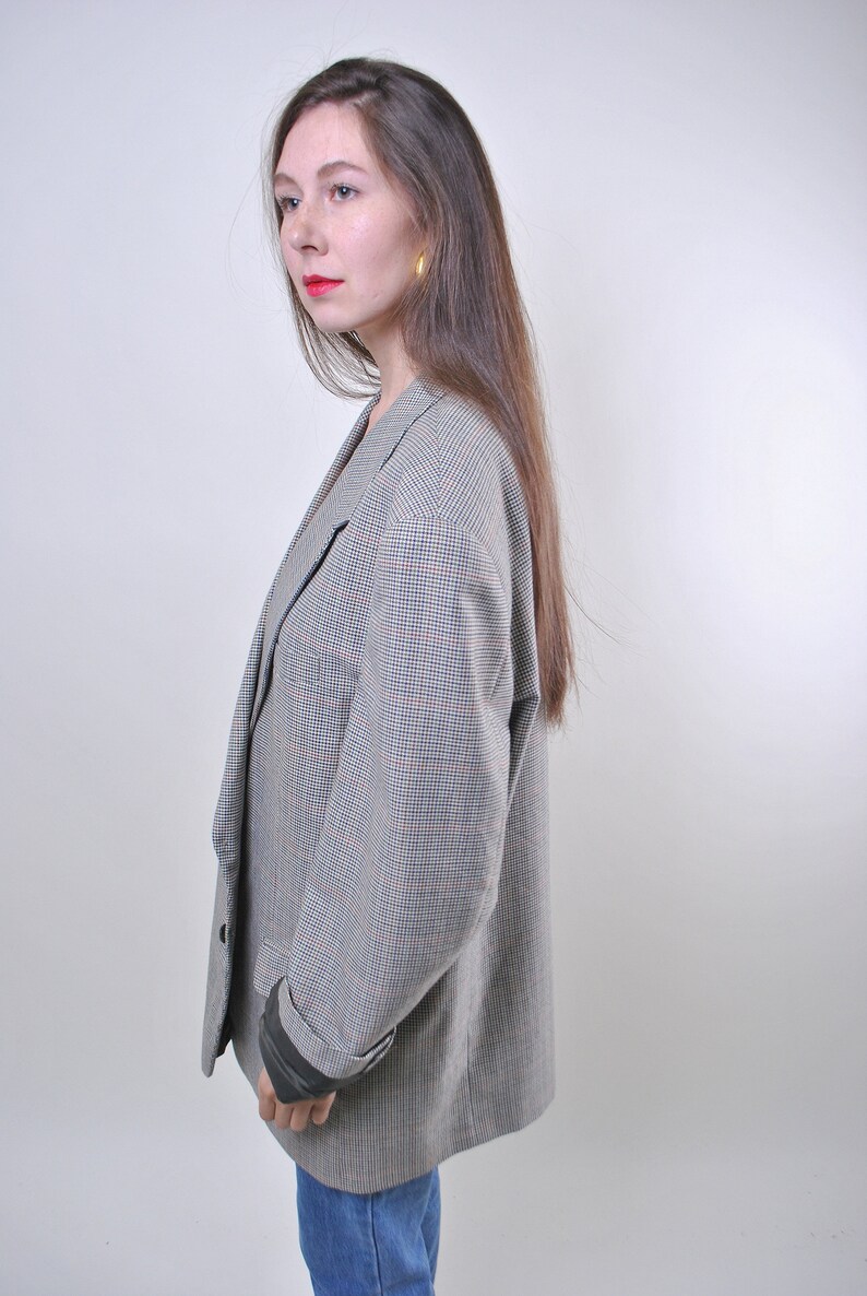 80s vintage oversize plaid women suit blazer ONE SIZE