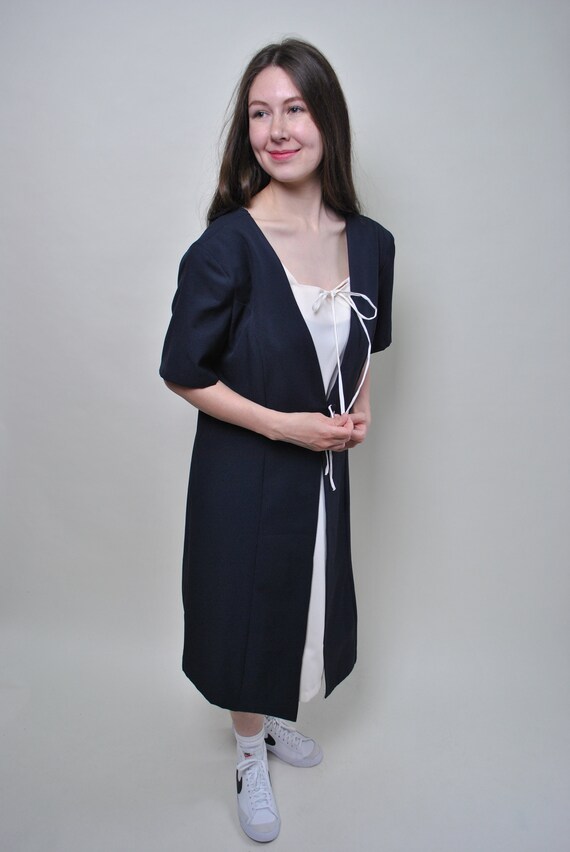 Vintage 80s Blue Formal Dress with Shoulder Pads - Size L