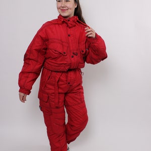 One Piece Red Ski Suit Retro Snowsuit MEDIUM Size 80s Winter - Etsy