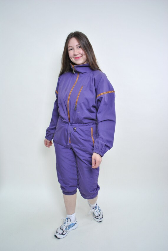 Bogner one piece ski suit, vintage 80s purple sno… - image 5