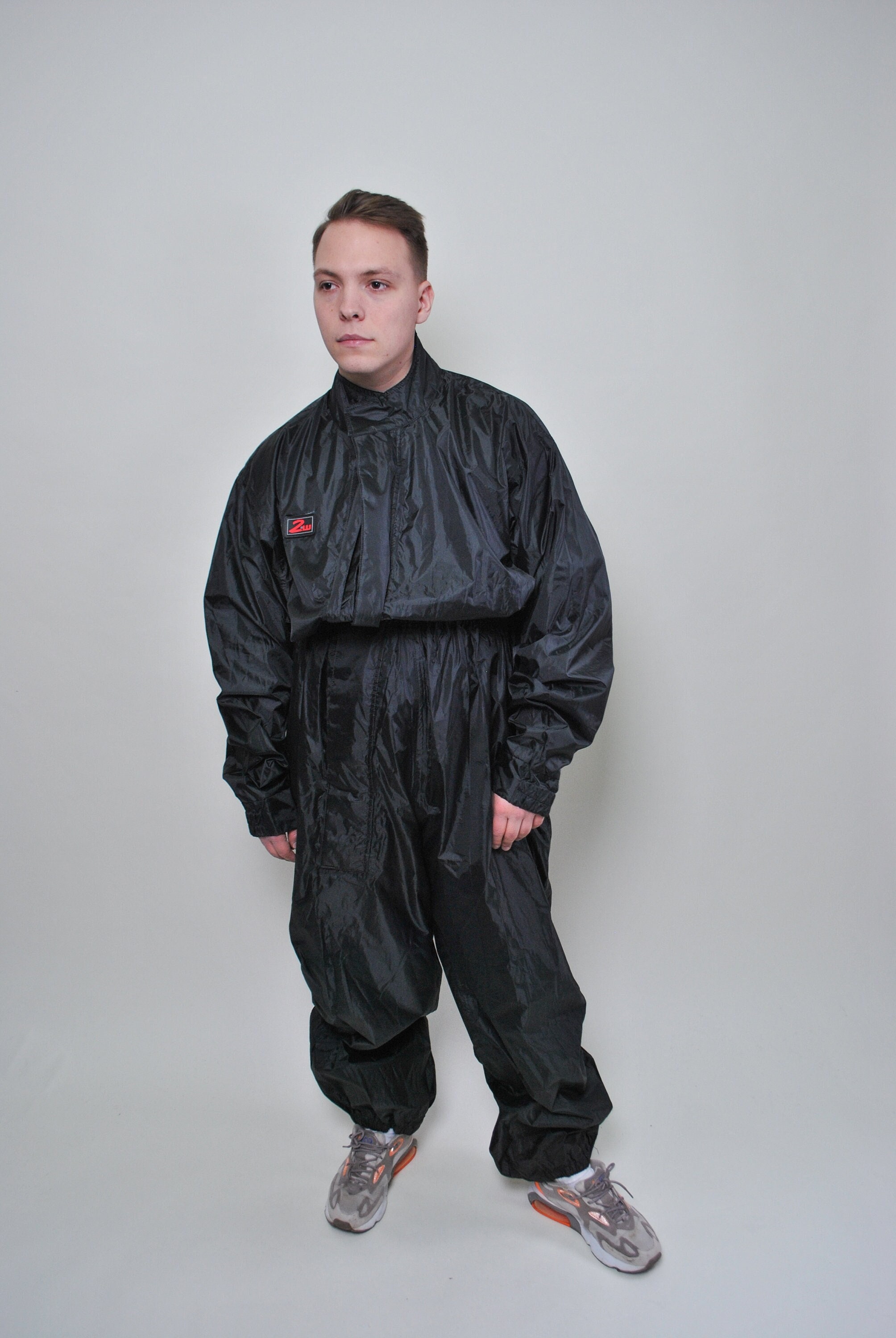 One Piece Windbreaker Suit, Vintage Men Black Rain Suit, Size XL - Etsy