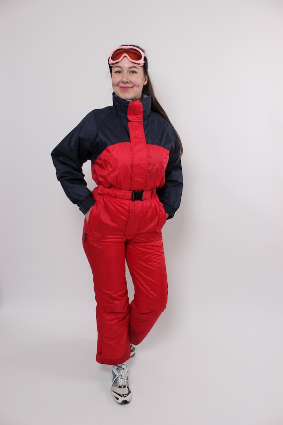 Vintage 90s Ski Suit Women’s One Piece Snowsuit, Winter Overall, Size M