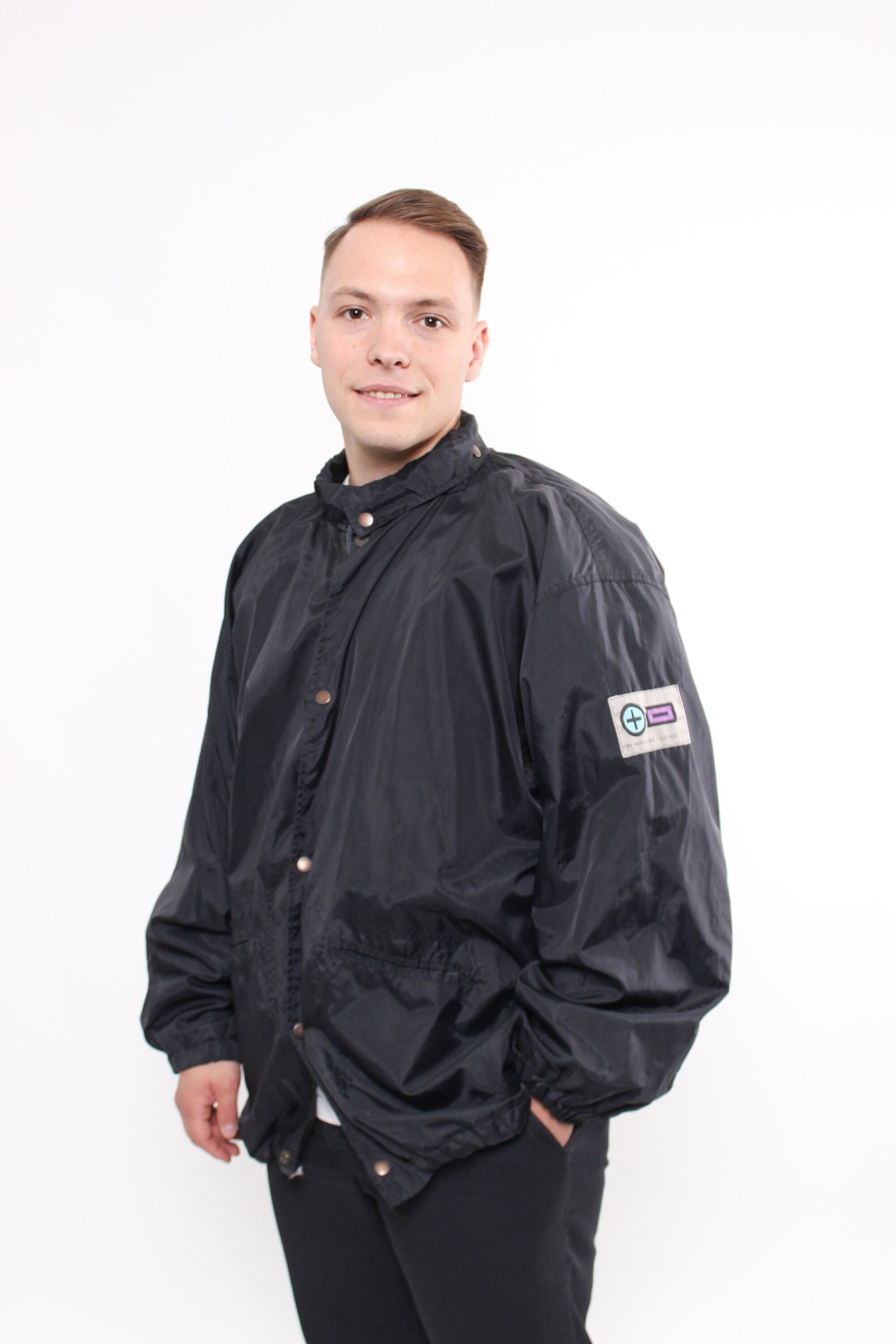 90s Oversized Coach Jacket, Vintage Black Sport Wear Jacket 90s Oversized Coach Jacket, Vintage Black Sport Wear Jacket