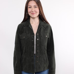 90s minimalist velvet blazer, vintage military style green colour suit jacket, Size M