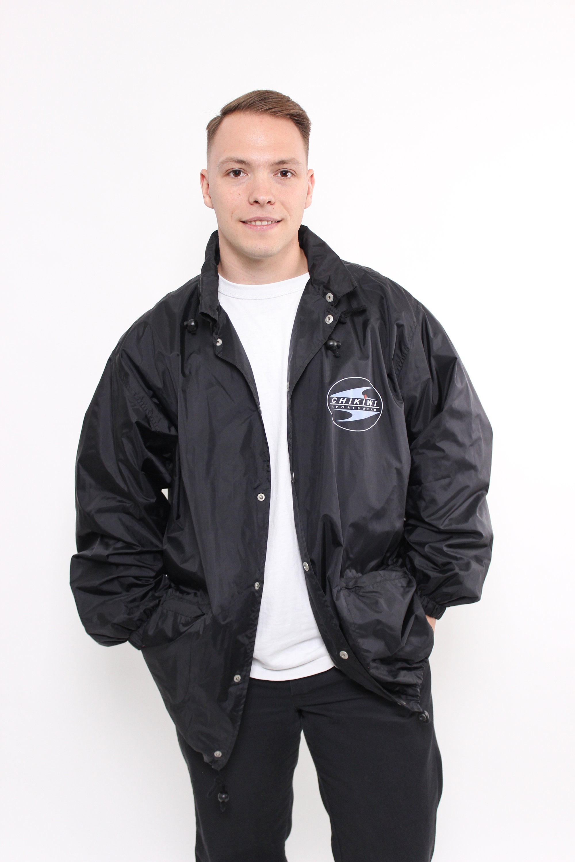 90s Oversized Coach Jacket, Vintage Black Sport Wear Jacket 90s Oversized Coach Jacket, Vintage Black Sport Wear Jacket