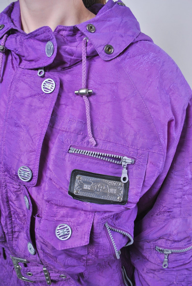 Size M Vintage one piece purple ski suit retro colorful snow suit