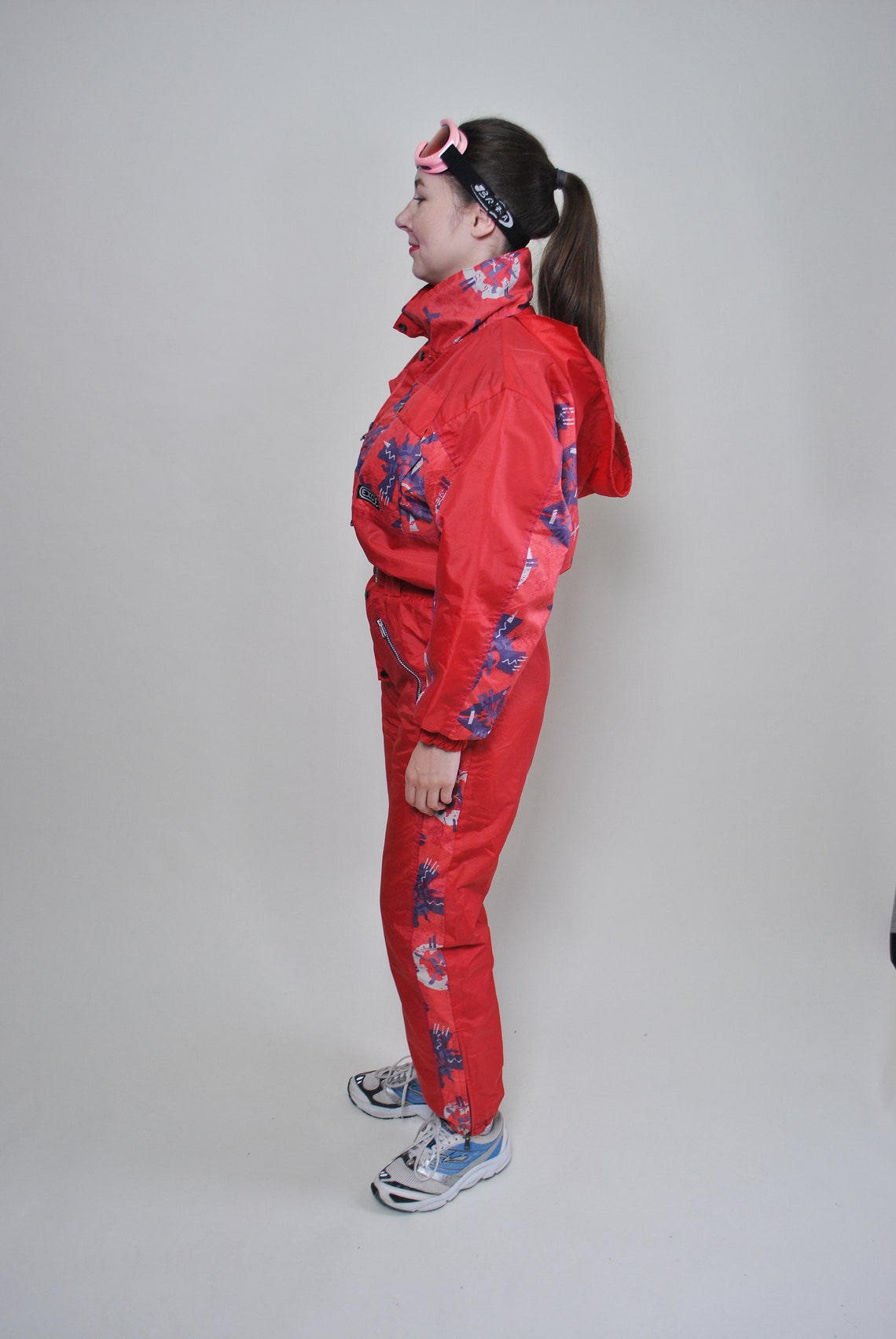 One Piece Ski Suit Vintage Red Women Full Snow Suit Size M Etsy