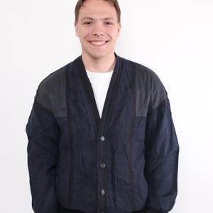 Vintage 90s Black Harrington Jacket L Minimalist Bomber Jacket
