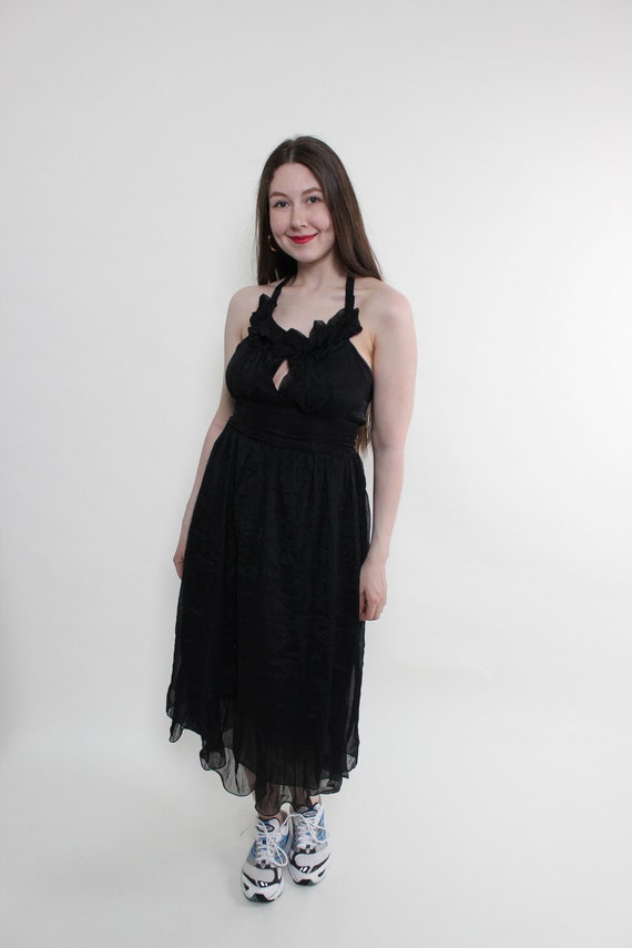 Vintage 90s Black Lace Midi Dress