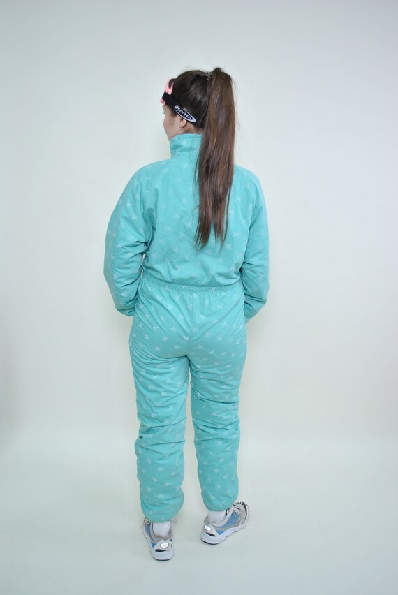 90s one piece ski suit, vintage green ski jumpsui… - image 3