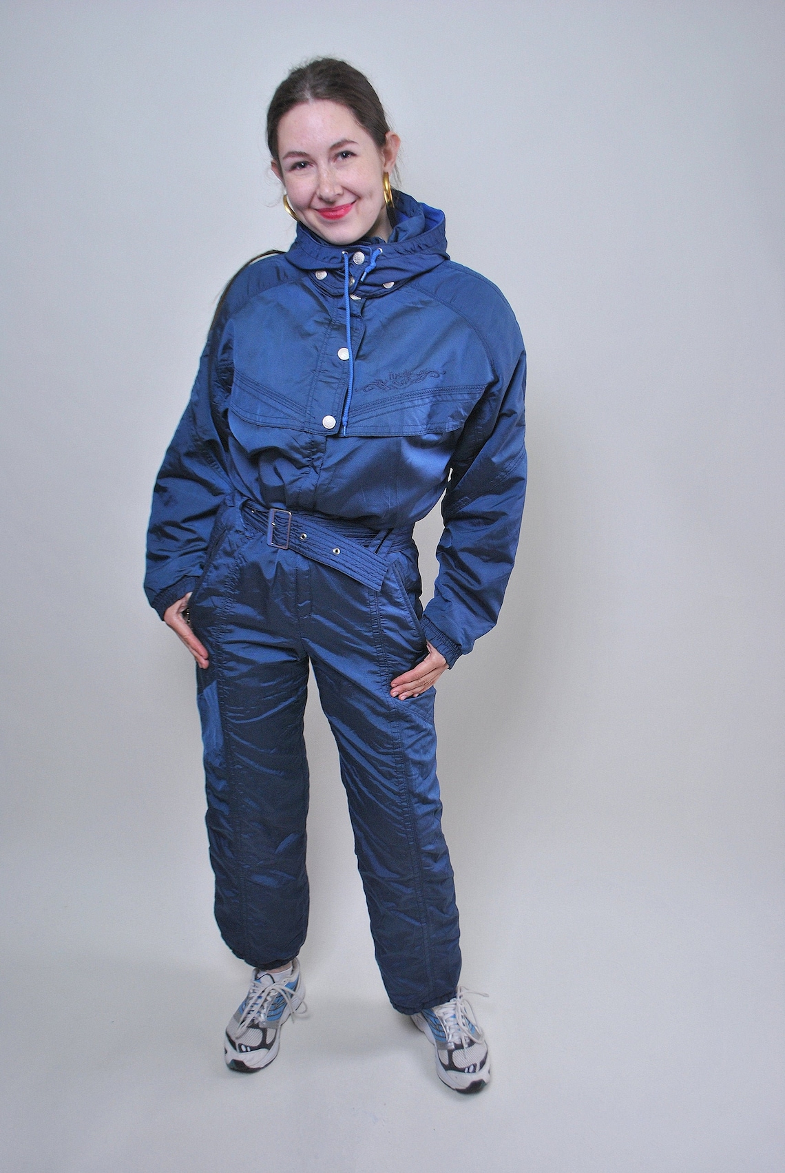 Vintage one piece blue ski suit retro women snow suit Size M | Etsy