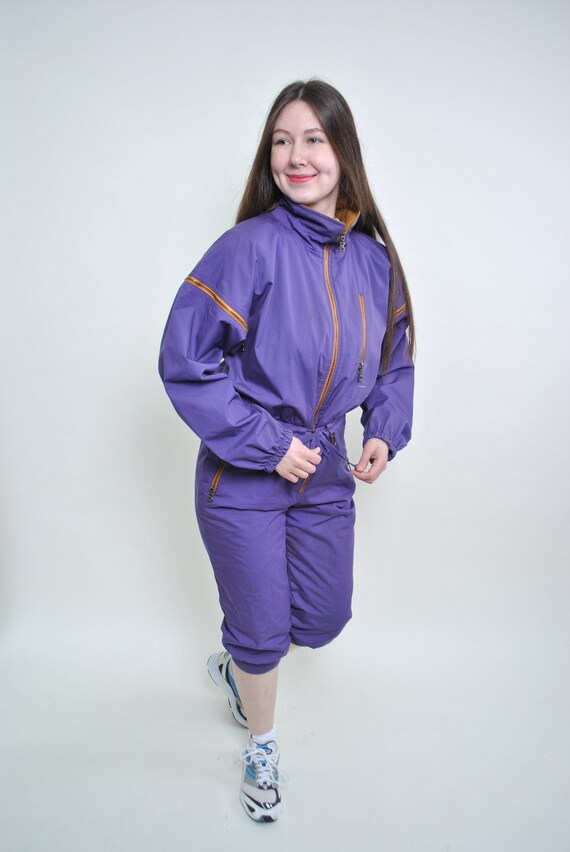 Bogner one piece ski suit, vintage 80s purple sno… - image 6